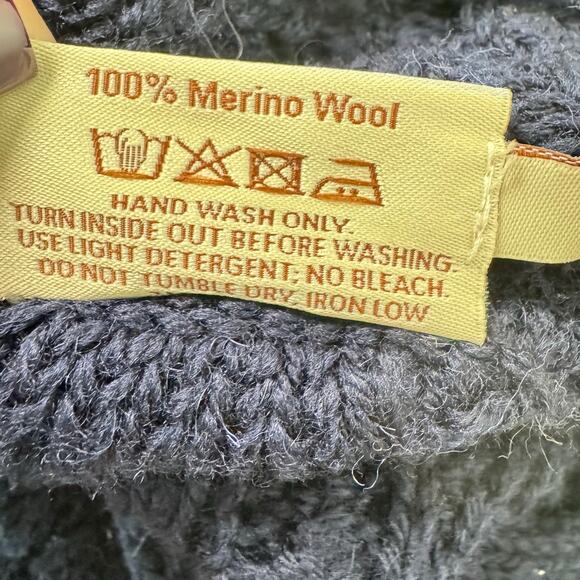 SAOL Ireland Merino Wool Cable Knit Long Line Cardigan Sweater Warm Size M - Picture 8 of 9